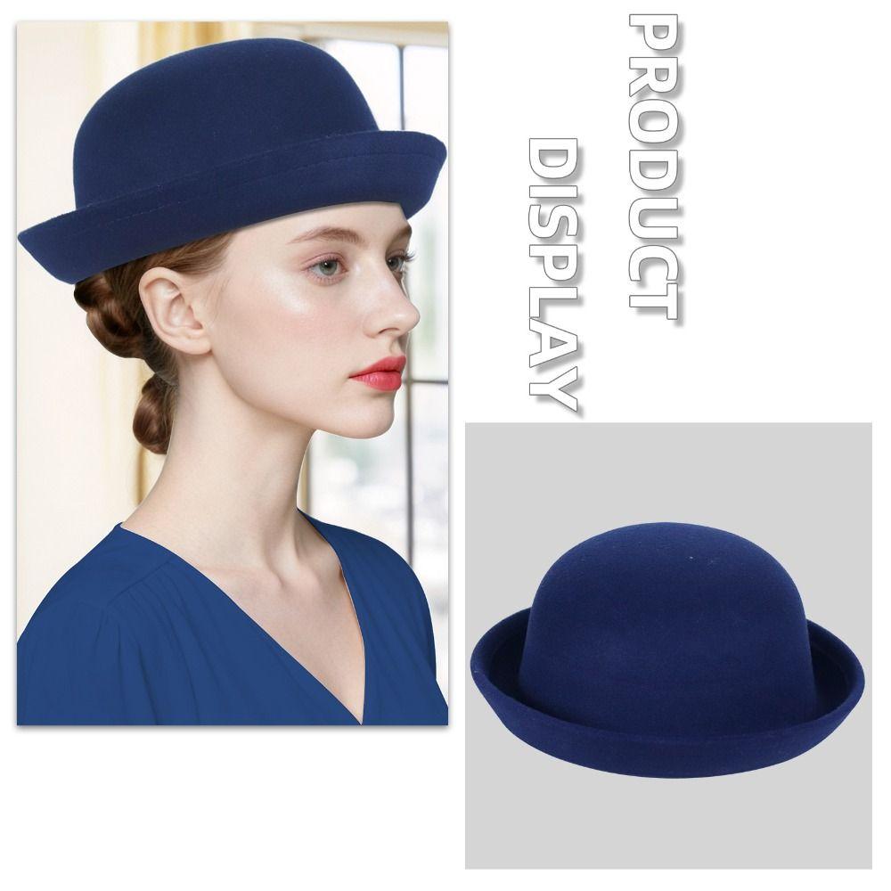 Trendy Solid Color Women’s Bowler Hat Vintage Elegant Girls Wool Felt Hat Lightweight Versatile Derby Hat Formal Occasions