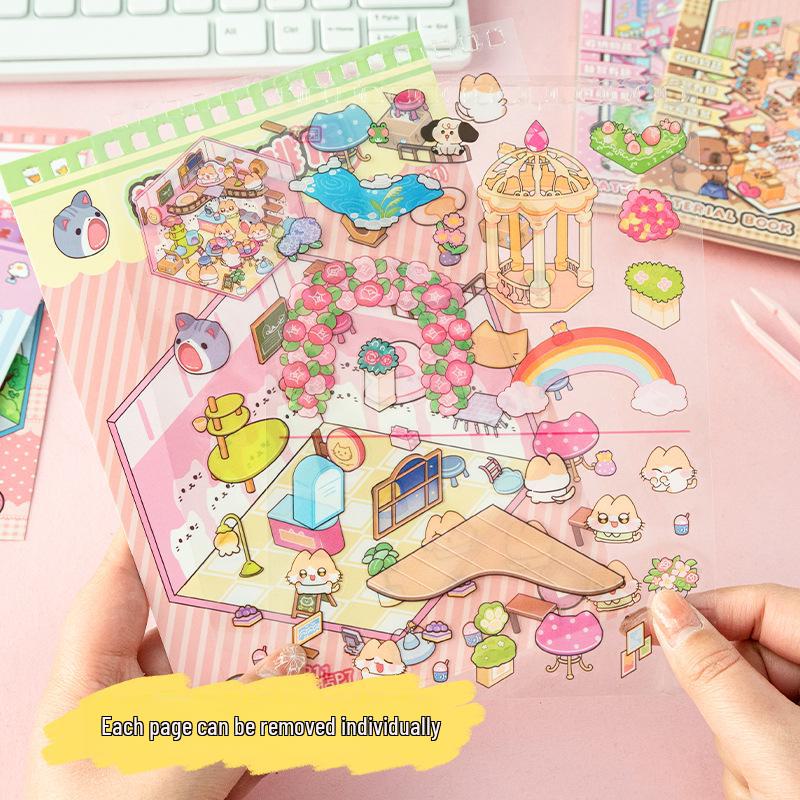 Capybara Kids' 3D Miniature Scene DIY Sticker Book - Educational Toy