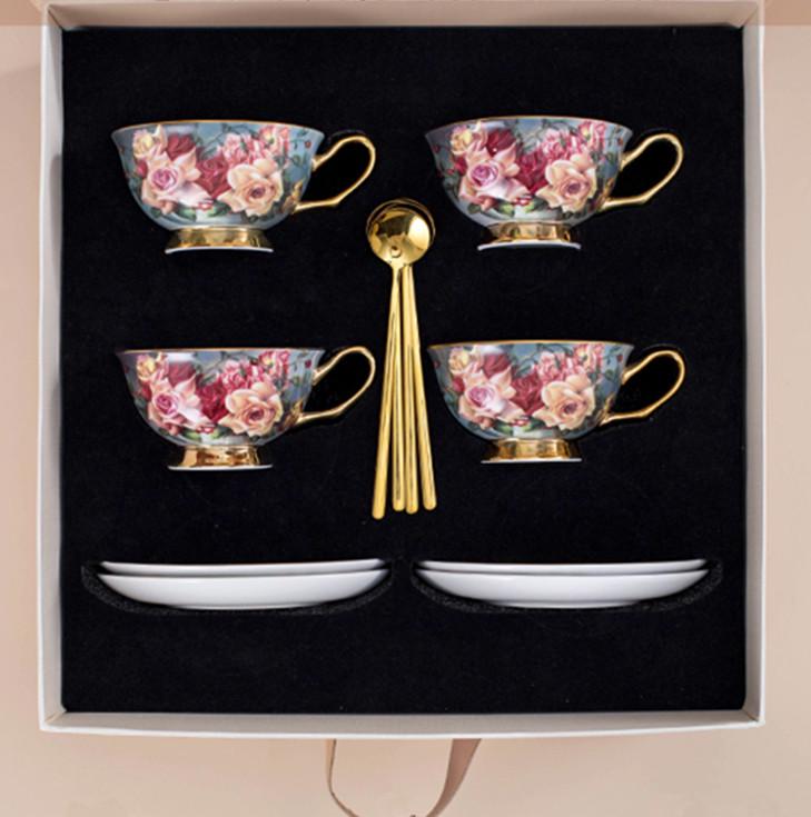 Exquisite English Rose Teapot & Coffee Cup Set for Afternoon Tea