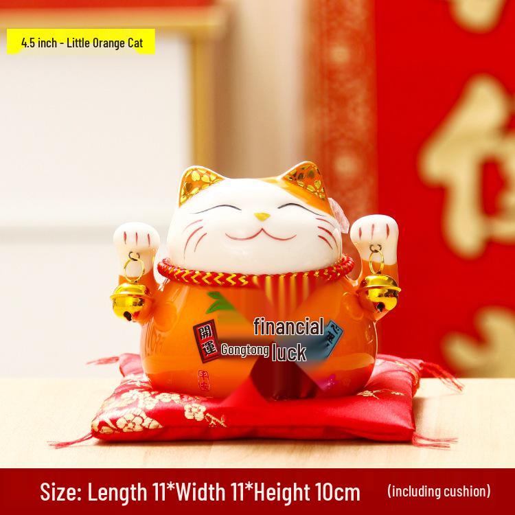 Lucky Cat Ceramic Decor: Creative Japanese Fortune Cat Small Piggy Bank - Ideal Gift for Store Openings