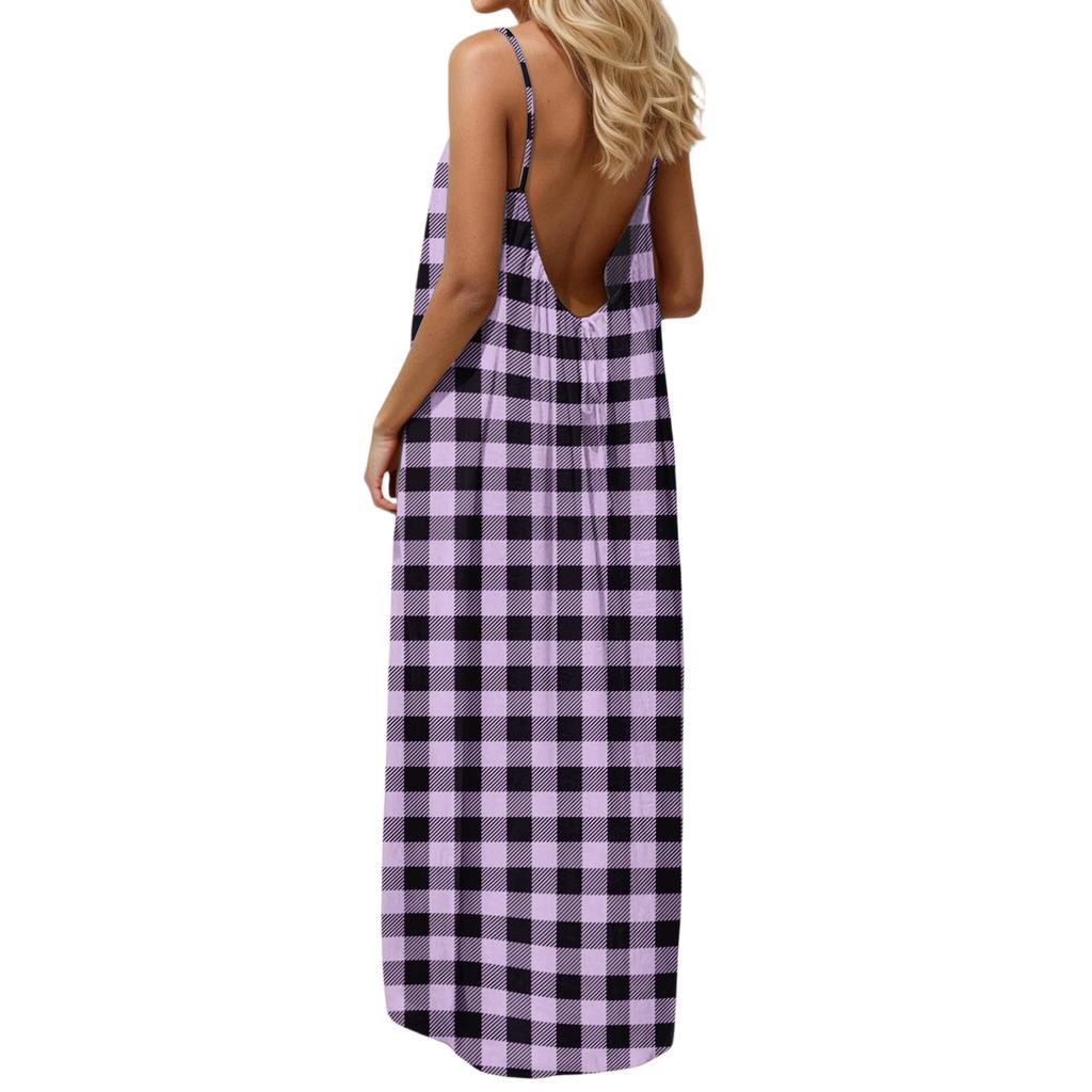 Women's casual fashionable striped checkered printed dress