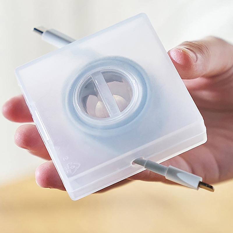 1Pc Portable Transparent Power Cord Organizer Data Cable Storage Box Usb Cable Winding Device Data Cable Storage Protector