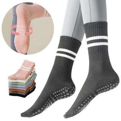 Baumwoll-Yogasocken Professionelle Mittelschaft-Socken für Fitness mit Silikon-Anti-Rutsch-Sohle Socken für Tanz Pilates Indoor