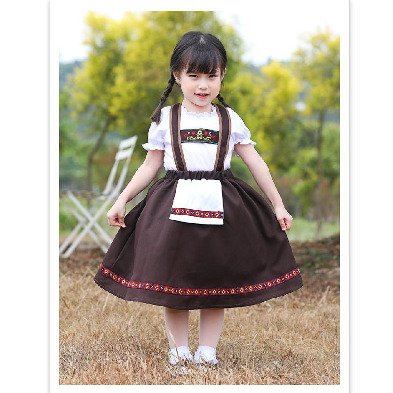 Bavaria Traditional Ethnic Girl Costume With Embroidered Details For Kids Stage Performances