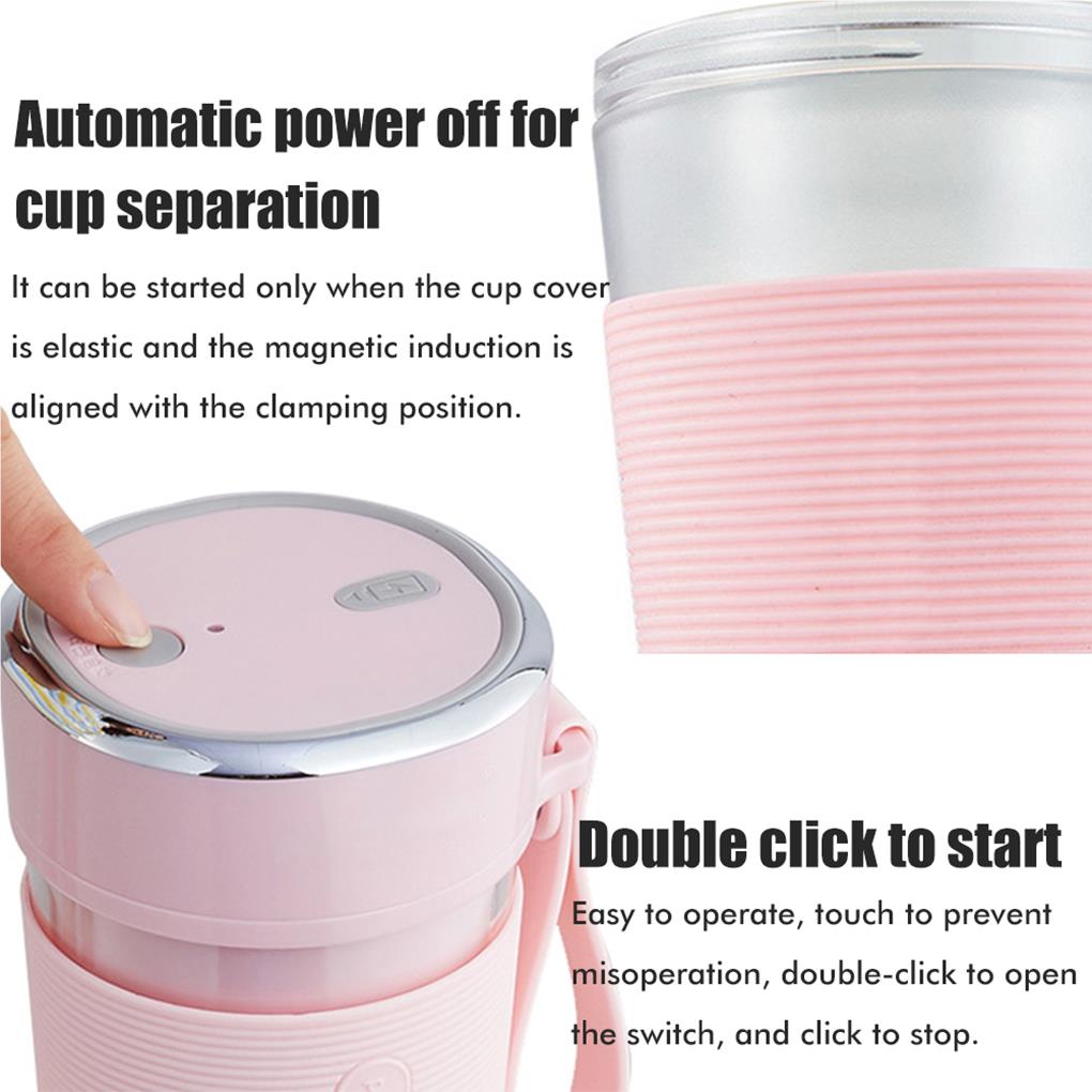 Electric Juicer Cup Handheld USB 1200mAh Battery Powered Washable Anti-corrosive Transparent 21000RPM Bottle with Lanyard
