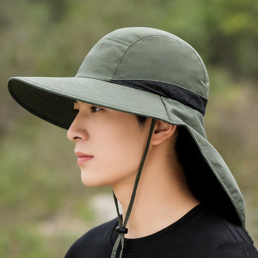 Outdoor Fisherman Hat Summer Large Brim Climbing Sun Protection Hat Sunshade Hat Quick-Dry Neck Protection Fishing Hat