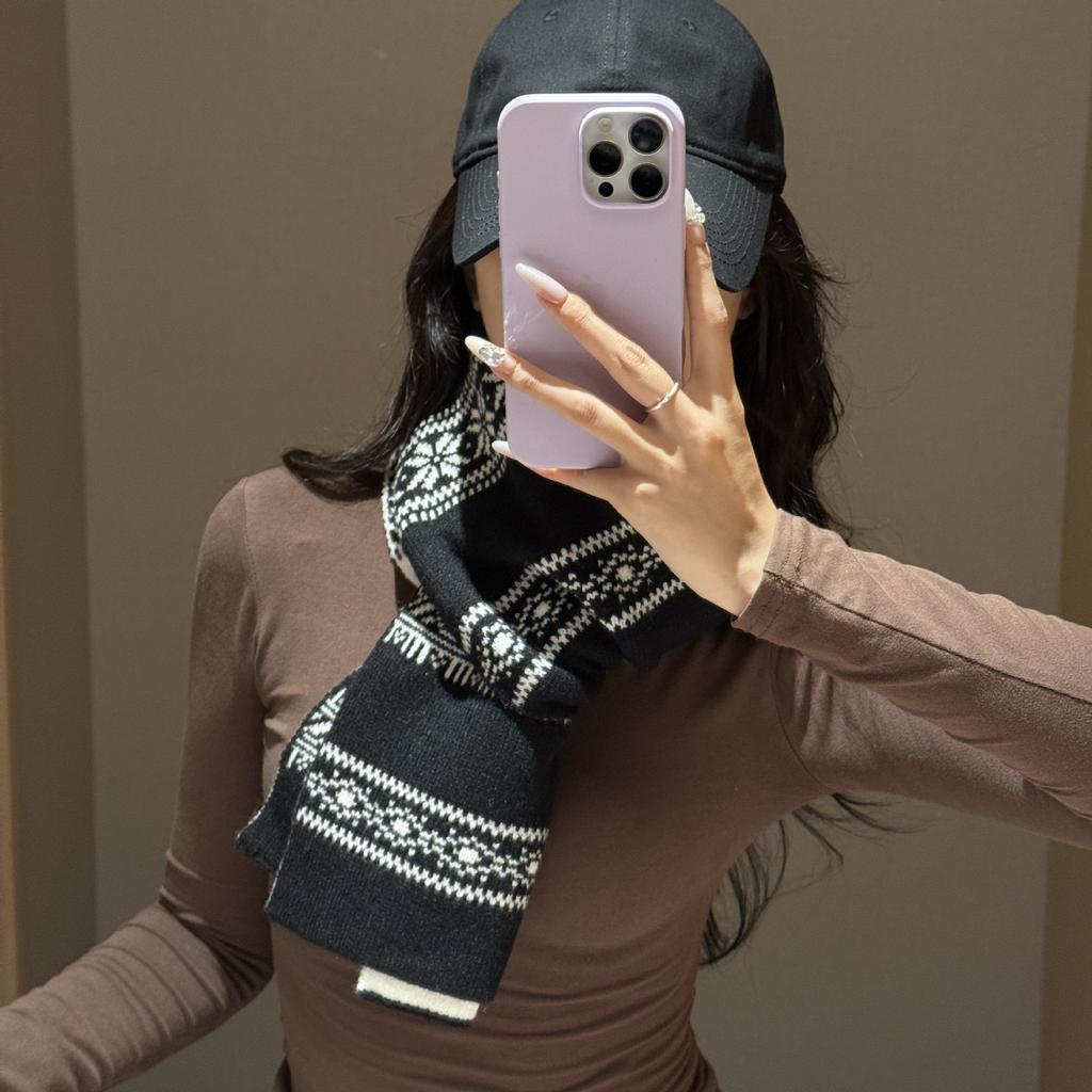 Atmosphere Premium Maillard Winter Warm Scarf Fair Island Knitted Fashion Korean Version Couple Shawl Scarf