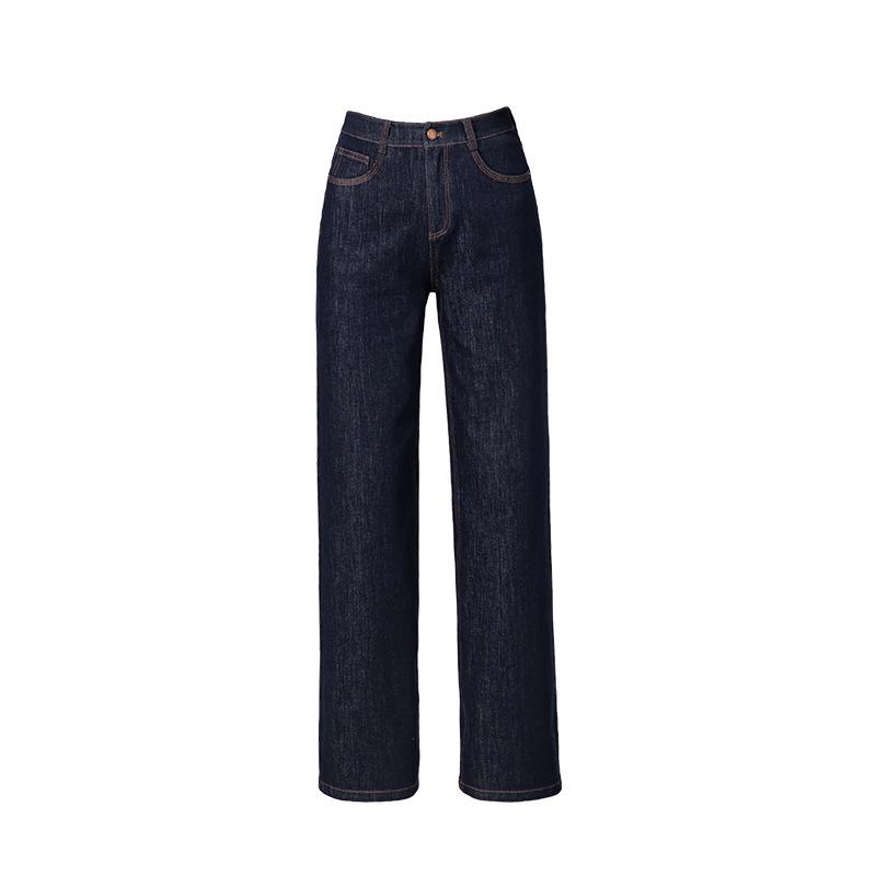Xin Ge Women s Dark Blue Slim Straight Leg Jeans - 2025 Spring, Elastic, Comfortable, Retro Slimming Fit 27