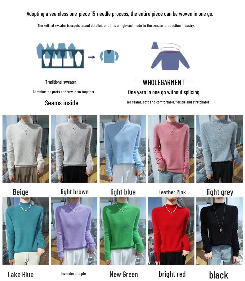 Cozy Mink Velvet Knitted Turtleneck Sweater - Soft, Warm, Loose-Fit for Autumn/Winter