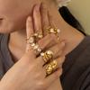 Yori Simple Line Design Open Ring for Women Golden Plated Cubic Zirconia Stainless Steel Finger Jewelry New Arrivals