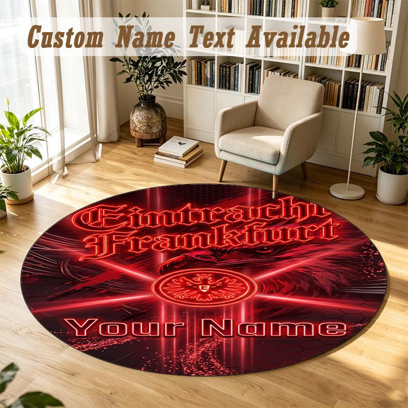 Round Rug Custom NameEintracht Frankfurt Pattern Non Slip Carpet Home Floor Decor