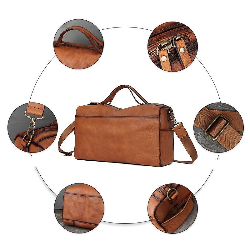 Genuine Leather Travel Bags for Men Women Large Capacity Handbags Vintage Design Shoulder Bag GZW