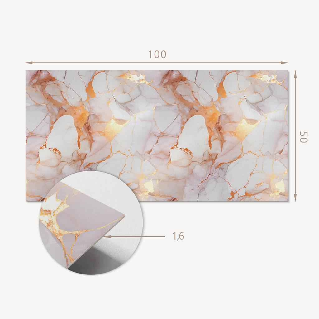 Self-adhesive Decoration with Graphics for an Office or Study 100x50 cm Elegant Marble with Veins
