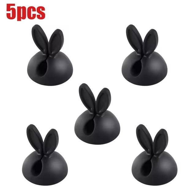 Cute Rabbit Ear Cable Manager Desktop Car Dashboard Charger Cables Clasp Clip Desk Line Organizer Bunny Ear Winder Holder