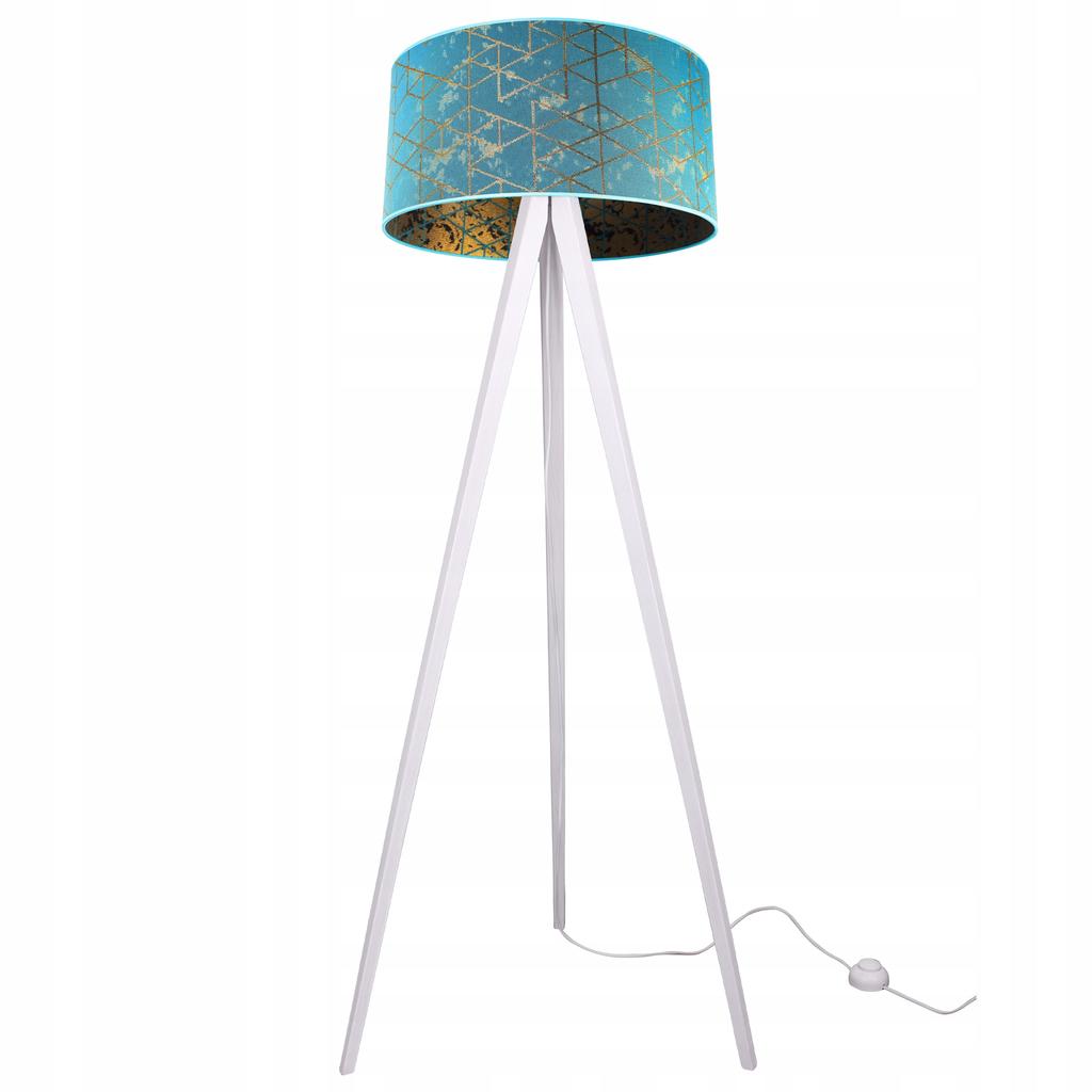Floor Lamp Standing Tripod Wooden Lampshade 45Cm