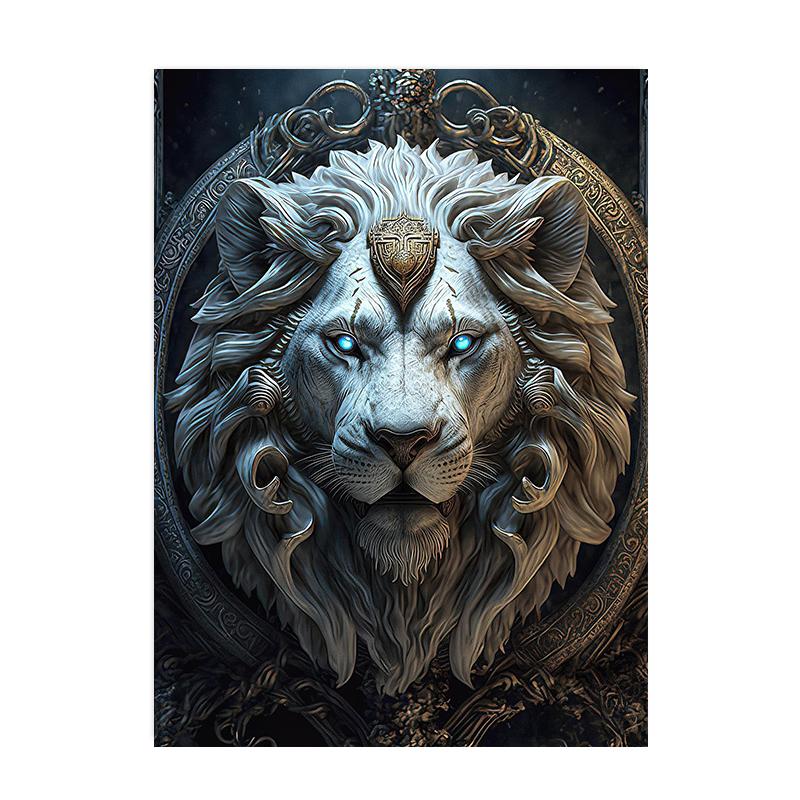 Affiches et impressions de lion fantastique Statues d'animaux modernes Peinture sur toile Art mural Images pour salon Décoration de la maison