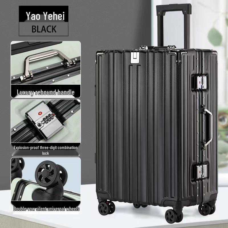 24-Inch Women's Silent Wheeled Suitcase: Durable Aluminum Frame, Large Capacity, Carry-On with Password Lock