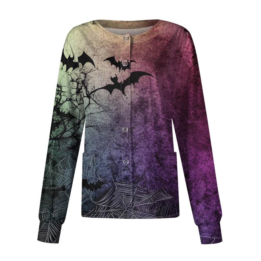 Dámské ležérní oblečení s dlouhým rukávem, jednořadové halloweenské oblečení s potiskem Cardigan Top oblečení Uniformy