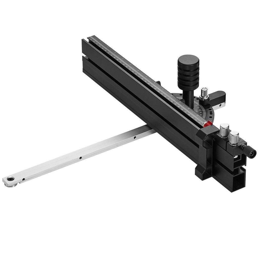 Precision Miter Gauge, Standard Slot 19 X 9.5 Mm, Aluminum Alloy Table Saw Miter Gauge with 45.7 Cm Grating 15 Angle Stops Adjustable Spring Loaded