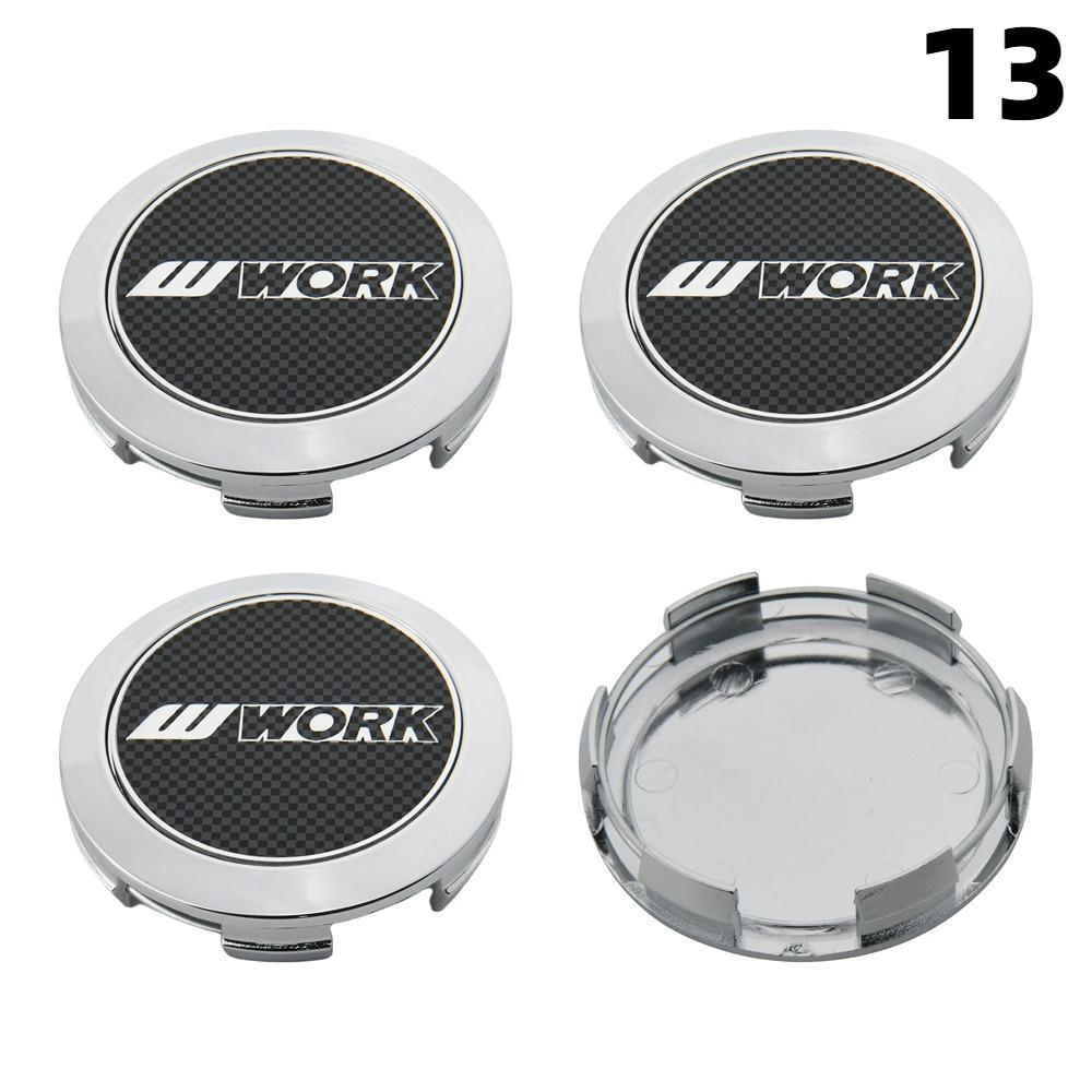 4 PZ 64MM Diametro Esterno / 62MM Diametro Interno Tappo Per Cerchi WORK EMOTION EQUIP MEISTER Logo VS & WORK Tappo Centrale Ruota Copri Ruota Auto Sportiva Tappi Mozzo