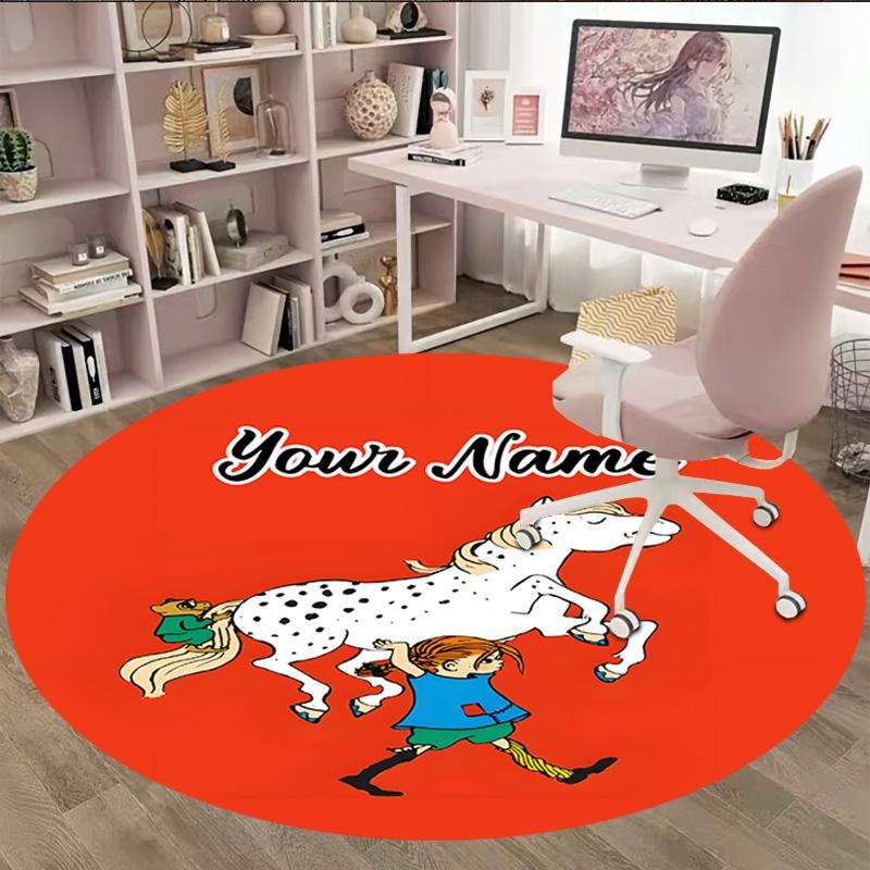 Customizable Pippi Longstocking1 Round Non-Slip Carpet - Ideal for Garden, Picnic, Office, Perfect for Decoration, Suitable For All Seasons