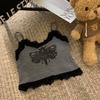 Summer Women Lace With Chest Pads Sling Tops Female Straps Tank Tops Harajuku Streetwear Camisole Sexy Butterfly Printed Crop Tops