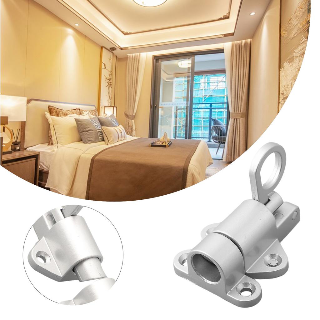 1 * Self Closing Latch Bolt  4 * Screws Aluminum Alloy Gate Security Pull Ring Spring Bounce Door Bolt Latch Lock