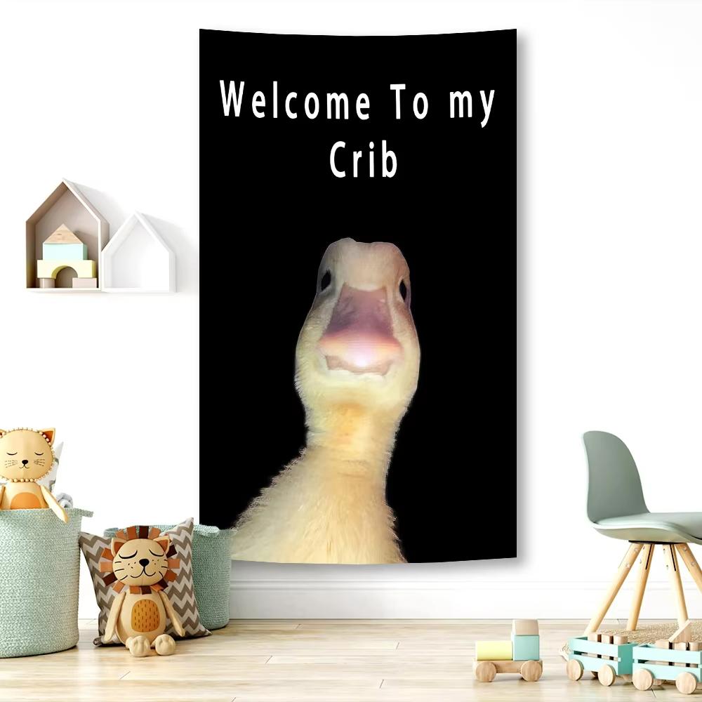 

Duck Meme Funny Flag Tapestry Welcome To My Crib Wall For Bedroom Dorm Home Wall Decor Party Supplies Tapestry Wall Hanging 74x94cm(29x37in)