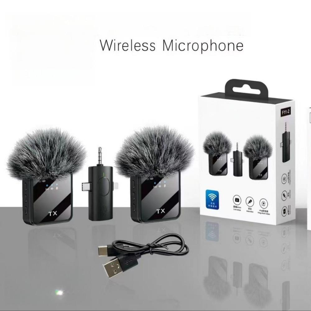 1SET New Collar Clip Microphone Three-in-one Wireless Microphone Short Video Shooting Mobile Phone Noise Reduction Live Microphone