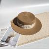 Small fresh letter webbing flat top straw hat female summer seaside photo shoot sun protection shade sand sun hat male