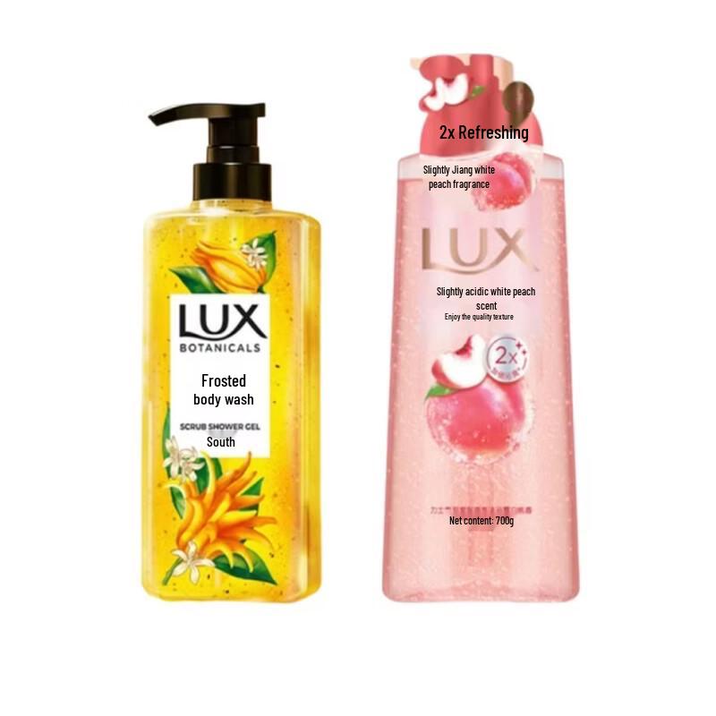 LUX Гель для душа скрабирующий White Peach Bubble Fresh & Bergamot, набор