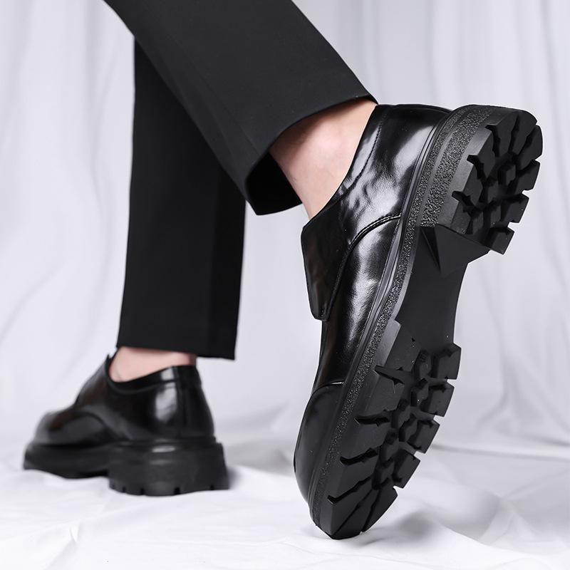 New Designer Business Leather Shoes for Men British Fashion Casual Platform Shoes Male Spring Autumn Black Dress Shoe Man