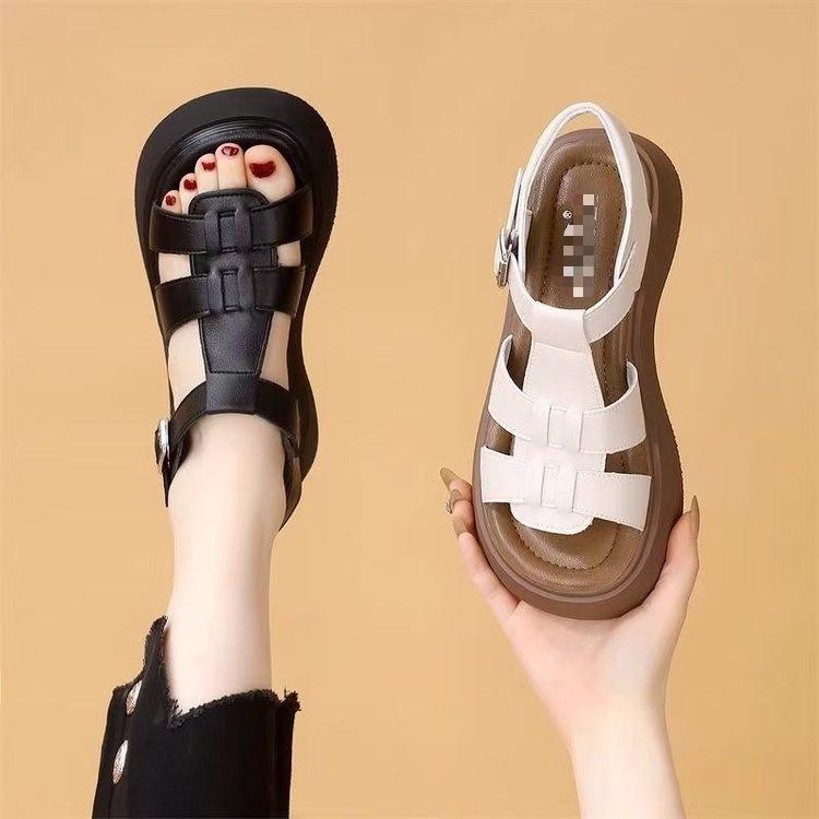 Thick-soled Roman Sandals Summer New Heightening Sandals Fairy Style Skirt Soft-soled Beach Shoes