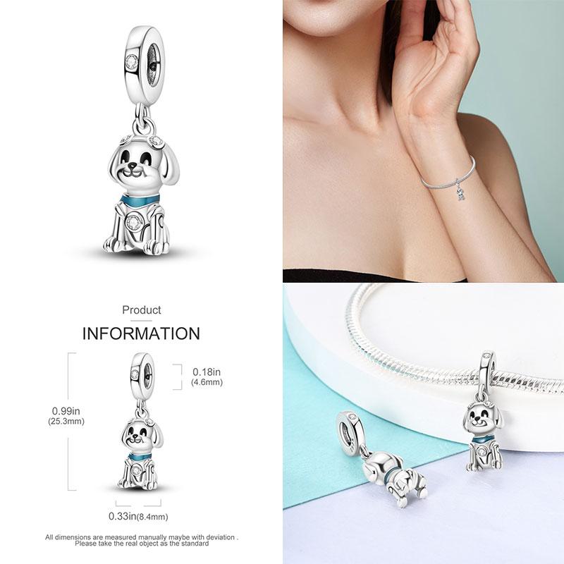 100% 925 silver Animal Series Bulldog Zebra Squirrel Charms Fit Original 925 Bracelet DIY Jewelry Making Women Gift