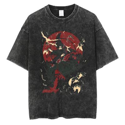 Pánske prané tričko Hip Hop Streetwear Anime Kreslená potlač Tričko Letné Harajuku Bavlna Vysoká kvalita Krátky rukáv Tričko