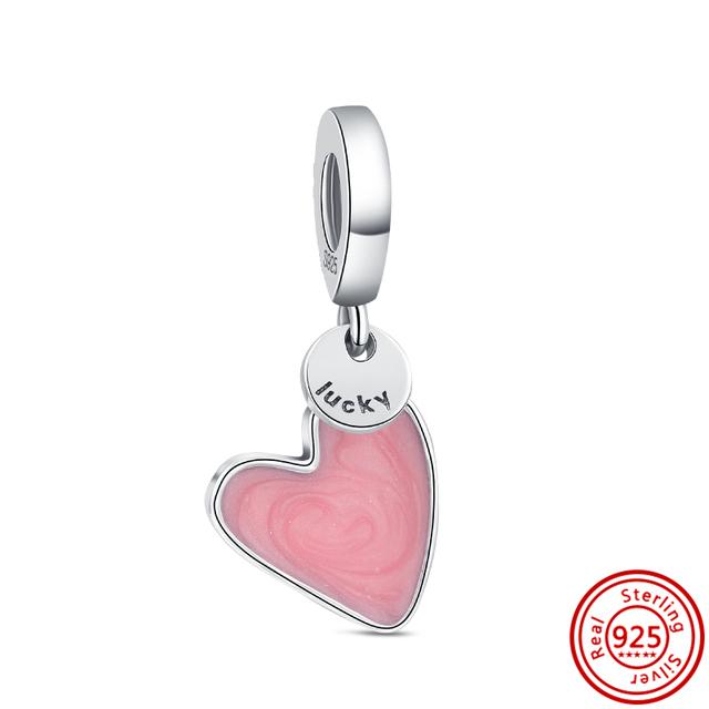 Pantaro 925 Pevná Stříbrná Růžová Série Srdce Květ Motýl Maminka Murano Skleněné Korálky Hodí se Originální přívěsky Náramek Šperky
