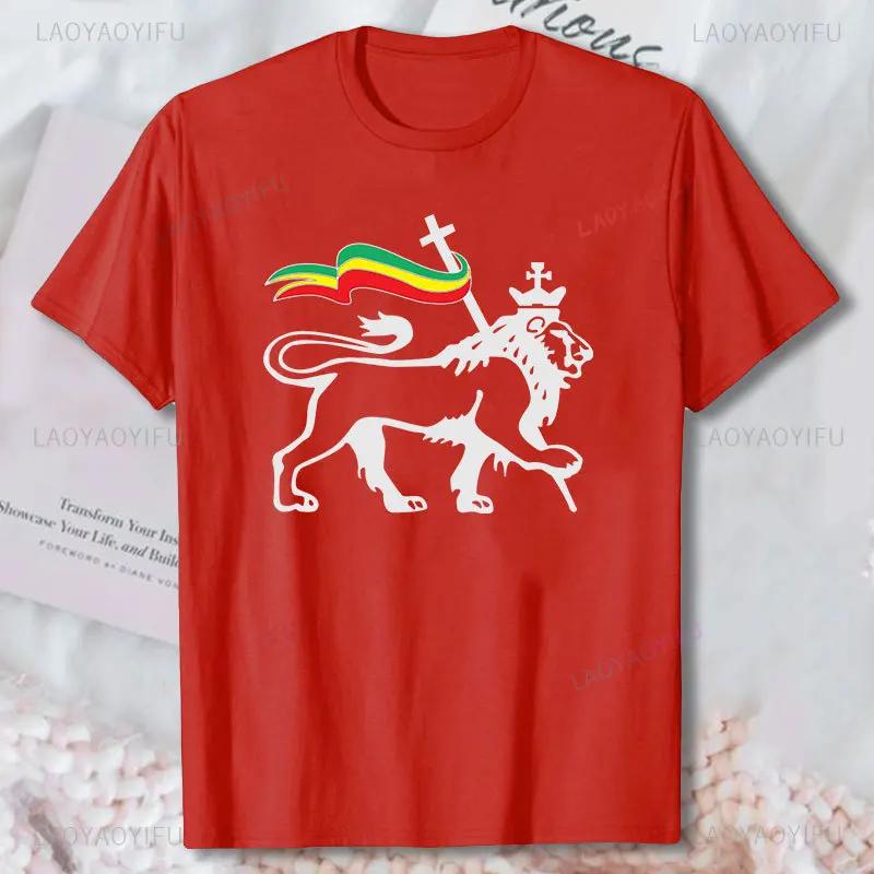 Löwe von Juda trägt Rastafari-Flagge Kunst Rasta Weed Herren Top T-Shirt Schwarz Cool Lässig Baumwoll-T-Shirt Herrenbekleidung Ropa Hombre