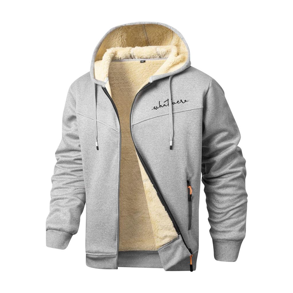 European & American Men's Thick Fleece Hoodie - OZON Hooded Loose Jacket, Baseball Style