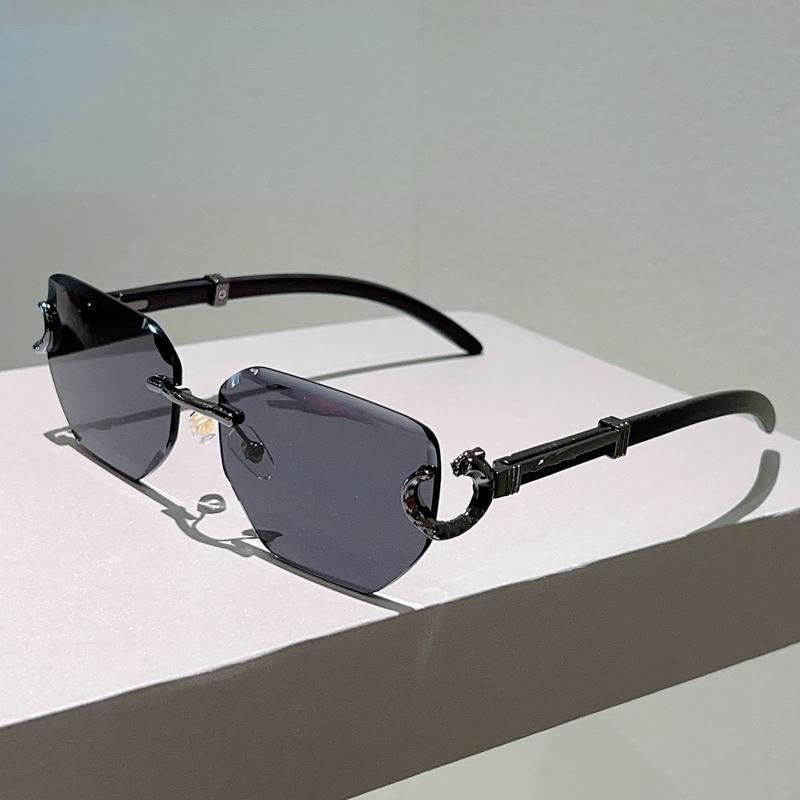 Rimless Vintage Sunglasses  Mew Fashion Gradient Luxury Brand Design Shades Women Trendy Stylish Decor Sun Glasses