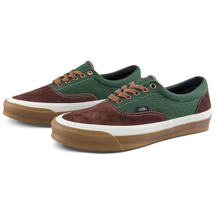 Vans Era Og Lx Fabric Leather Classic Casual Low Top Skate Shoes Unisex Sneakers Green Brown VN0A3CXNBGS