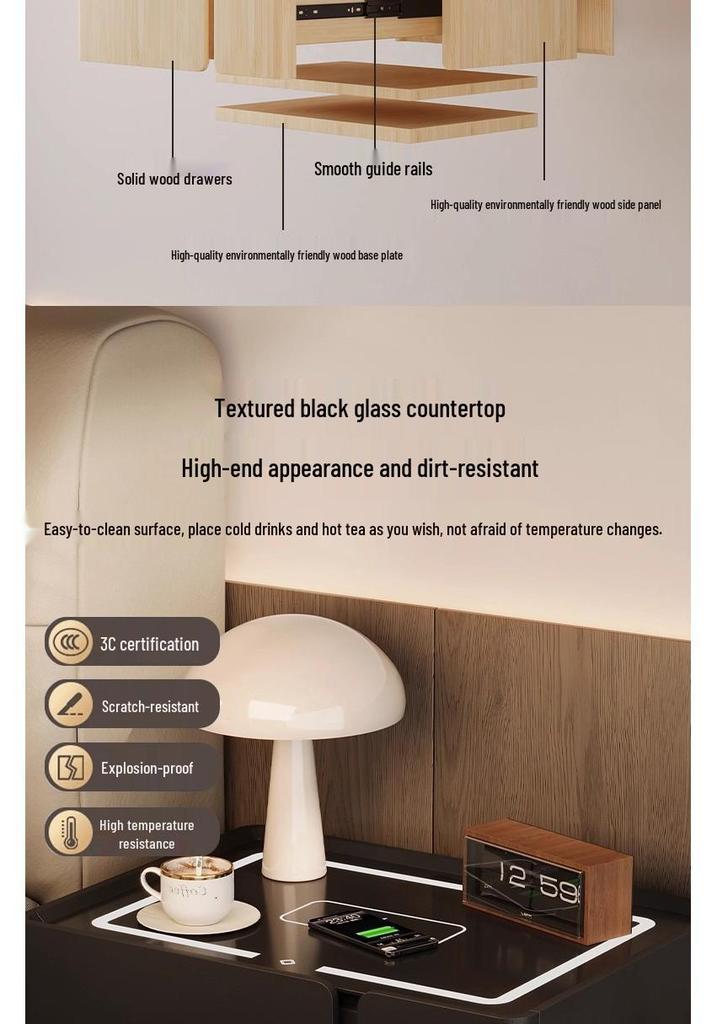 New High-End Smart Bedside Table with Light: Personalized Modern Storage for Bedroom