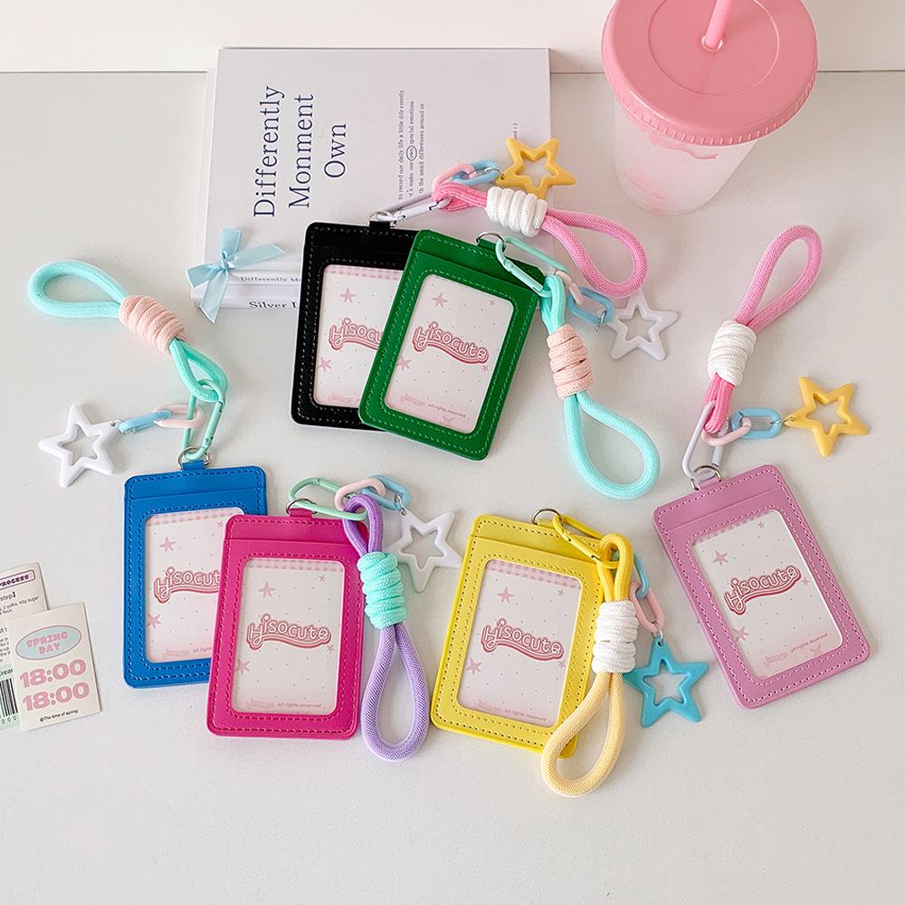Dopamine Star Card Holder: PU Leather ID and Campus Meal Card Protector