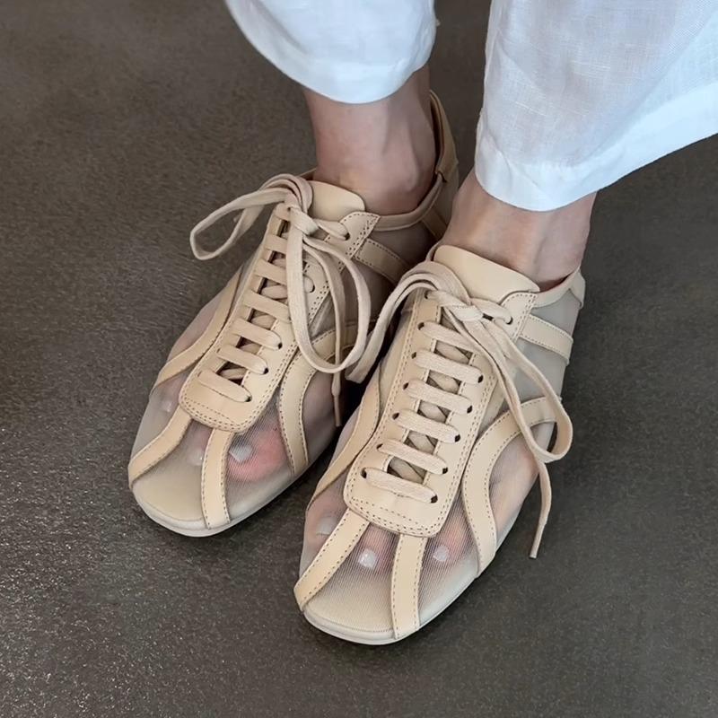 Fashion Breathable Soft Bottom Mesh Women's Sneakers Fashion Lace-up Flats High Quality Light Comfortable Casual Sports Shoes for Women
