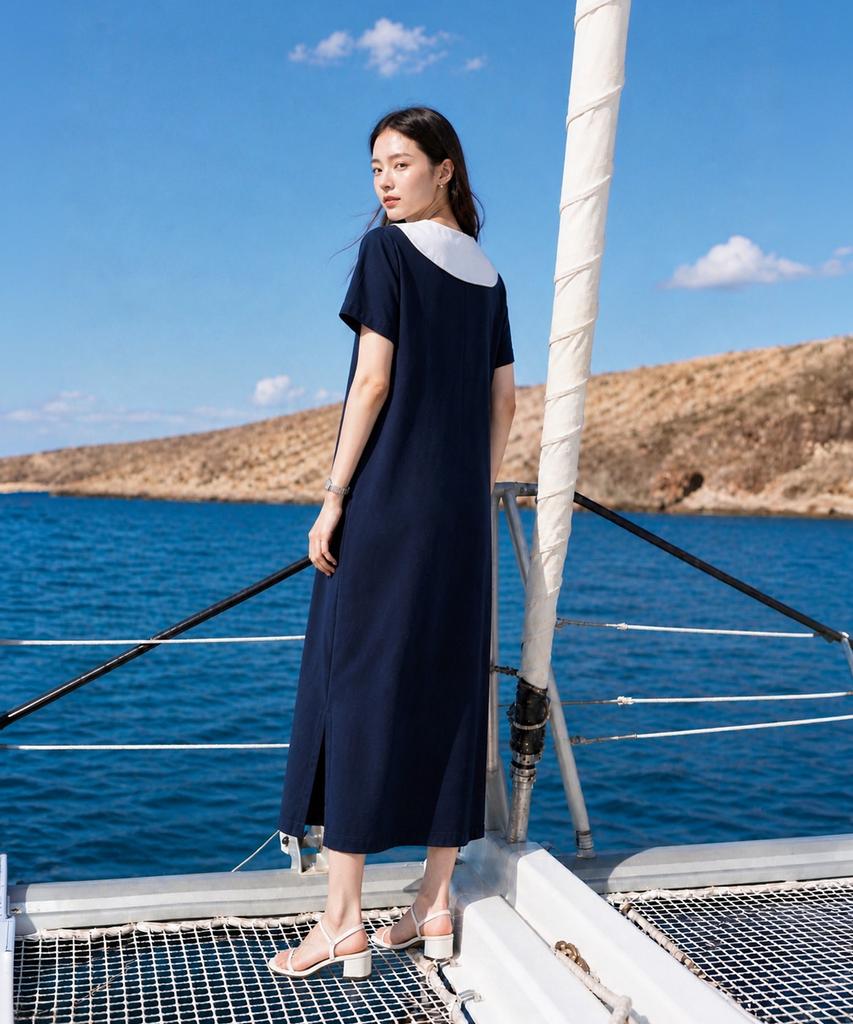 Robe Metapeo à col marin Bleu marine