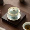 Crystal Glaze Sancai Cover Bowl Gongfu Tea Set Anti Scald Ceramic Gaiwan for Chinese Tea Ceremony Home Use Handmade Gift