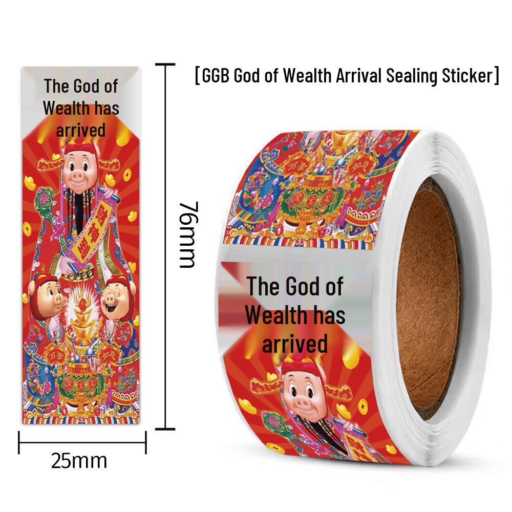 

God of Wealth New Year Sticker Roll: DIY Good Luck Sealing Tape for Planners & Gift Box Decoration