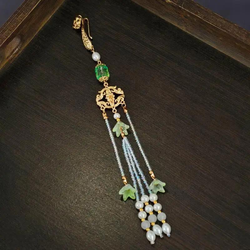 Ancient Style Waist Jade Ornament Waist Pendant Chinese Hanfu Cheongsam Hanging Tassel Waist Chain Pendants Dress Waist Decor