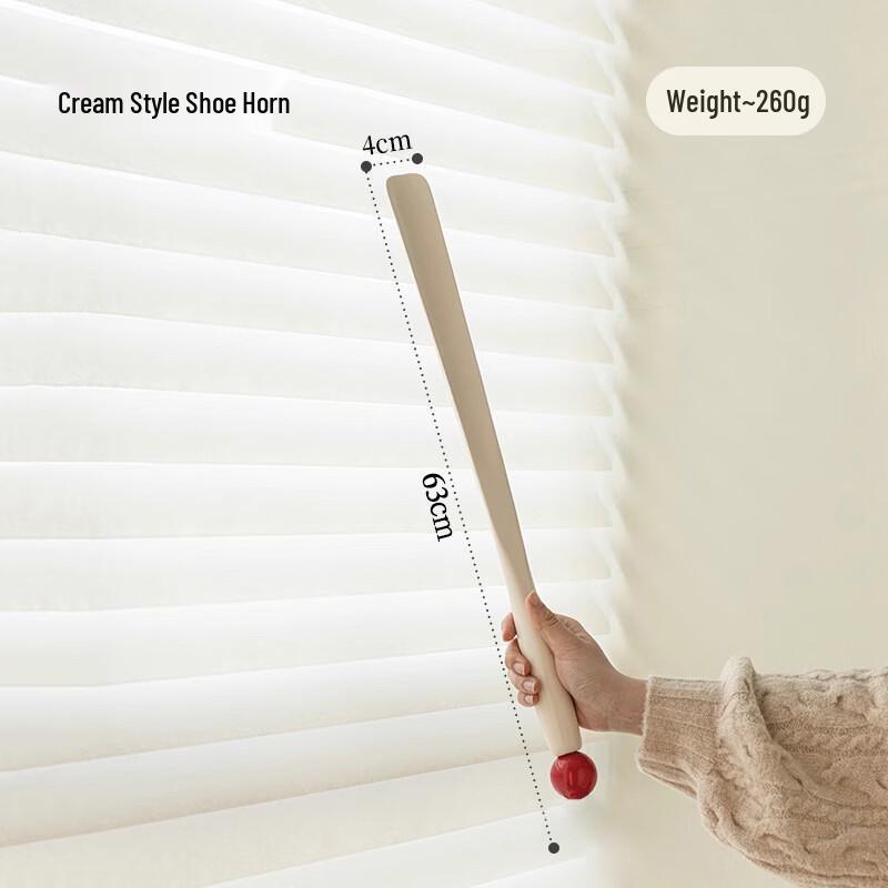 Cream Style Long-Handled Shoehorn