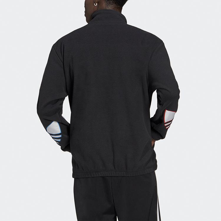 Adidas Originals Tricolor Half-Zip Sweatshirt Jacket With Trefoil Logo Print Men Outerwear Black GN8043