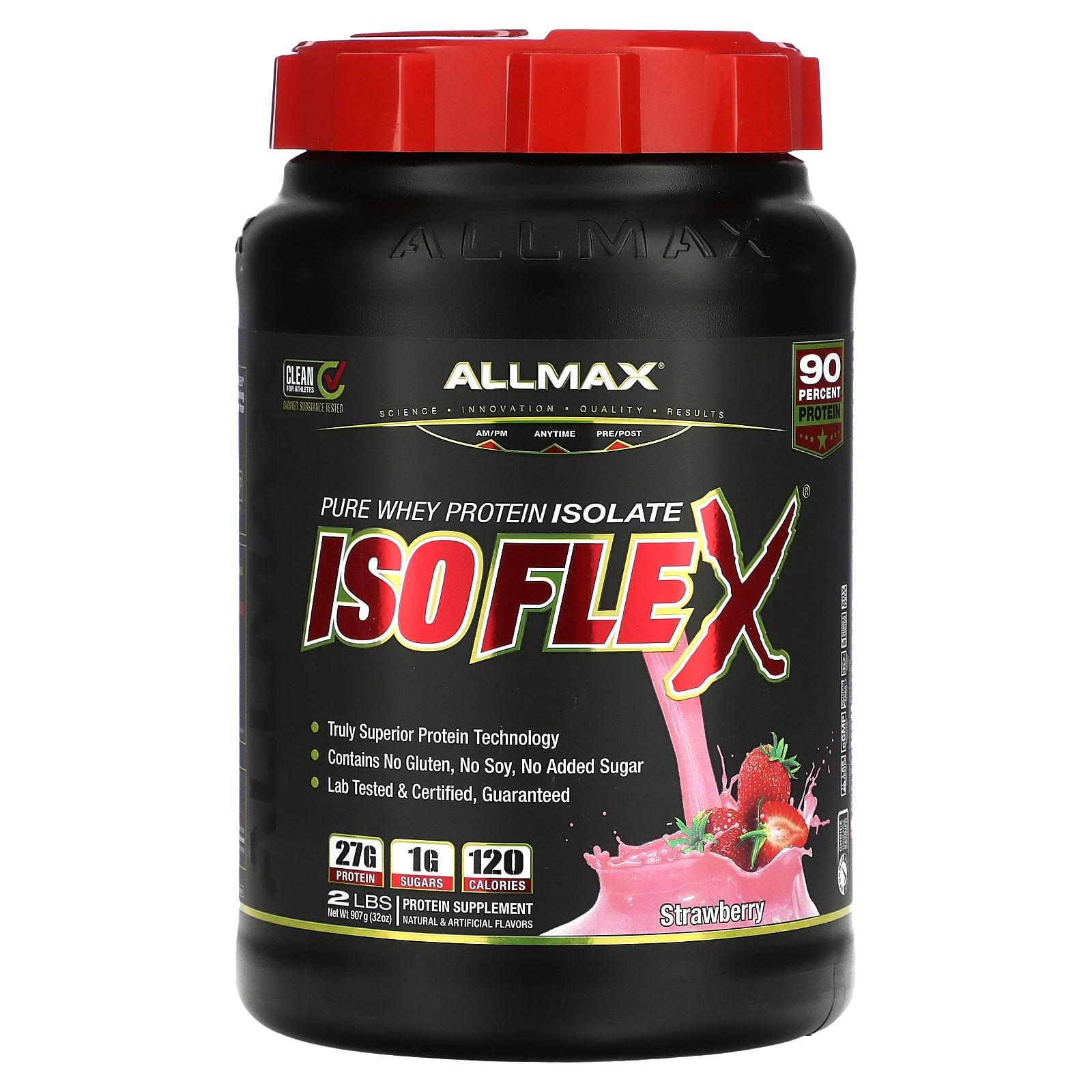 

ALLMAX, Isoflex, pure whey protein isolate, strawberry flavor, 907 g (2 lb)